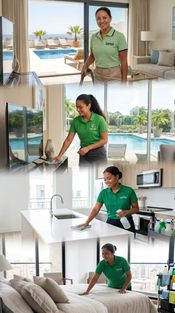 Aseadoras de Lansi preparando un apartamento